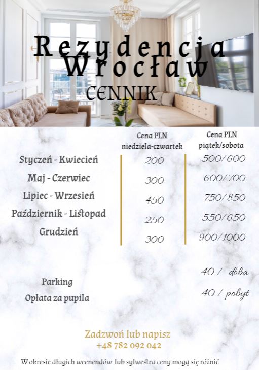 rezydencja wrocław cennik luksusowych apartamentów